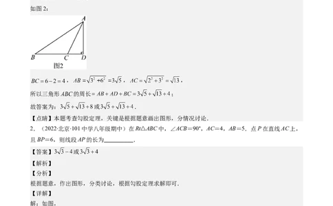 1.5讲易错易混集训：利用勾股定理求解易错（解析版）_北师大初中数学_8上-北师大版初中数学_旧版_05习题试卷_帮课堂2023-2024学年八年级数学上册同步学与练（北师大版）