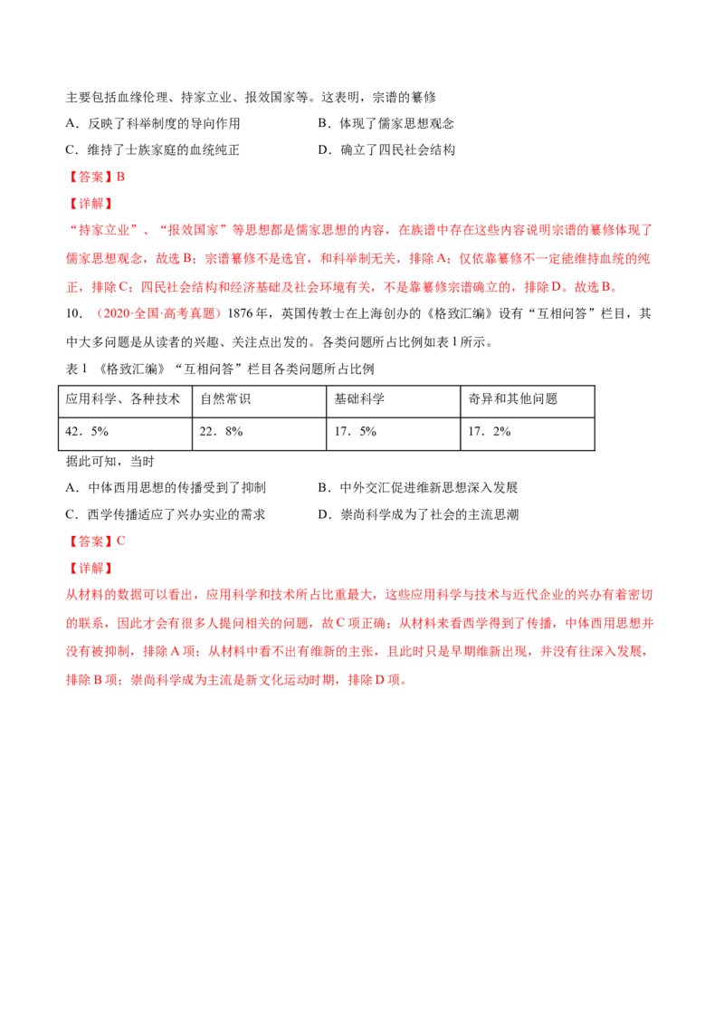 专题13中华文化的源远流长（解析版）-备战2023年高考历史一轮复习考点微专题（新高考地区专用）_07高考历史_新高考复习资料_2023年新高考复习资料