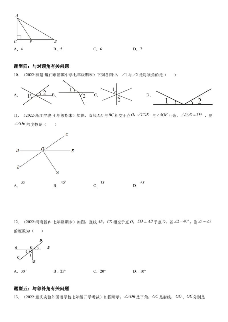 2.1两条直线的位置关系-七年级数学下册《考点&bull;题型&bull;技巧》精讲与精练高分突破（北师大版）_北师大初中数学_7下-北师大版初中数学_7下-初中数学北师大版（旧版）赠送_06专项讲练