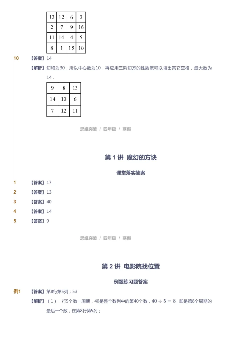 课本+自我巩固+课堂落实（答案）_《爱学习》小学初中数学和奥数资料_高斯数学爱学习课件_3奥数思维突破_高斯爱学习思维突破奥数1-6阶四季版34年级_4年级思维突破春秋寒暑课件