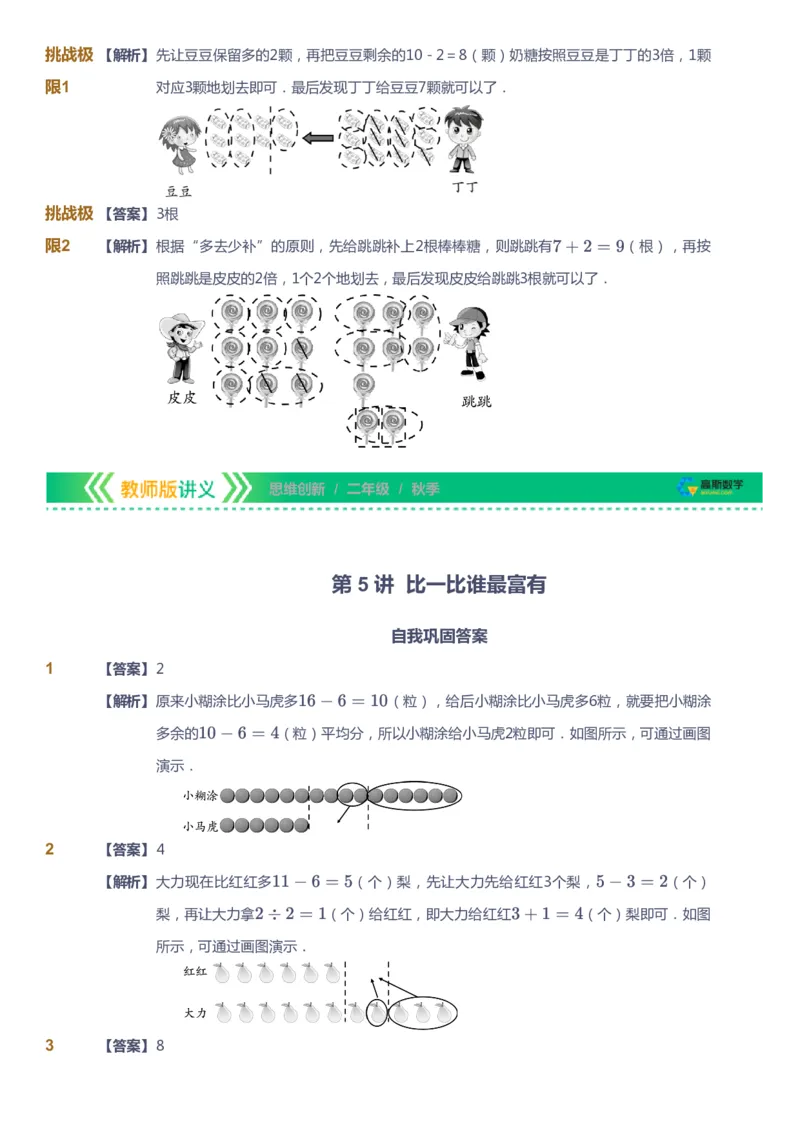 课本+自我巩固+课堂落实（答案）_《爱学习》小学初中数学和奥数资料_高斯数学爱学习课件_4奥数思维创新_二年级高斯数学思维创新_秋高斯数学2阶思维创新