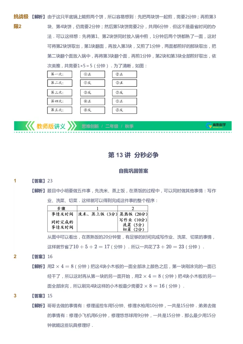 课本+自我巩固+课堂落实（答案）_《爱学习》小学初中数学和奥数资料_高斯数学爱学习课件_4奥数思维创新_二年级高斯数学思维创新_秋高斯数学2阶思维创新
