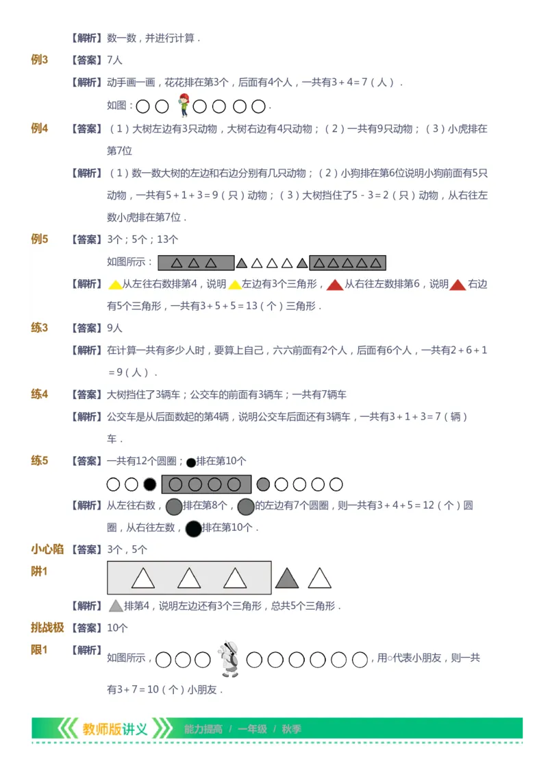 课本+自我巩固+课堂落实（答案）-gs_《爱学习》小学初中数学和奥数资料_高斯数学爱学习课件_1人教小学能力提高_1年级能力提高春秋寒暑课件_秋高斯数学1阶能力提高-gs出品
