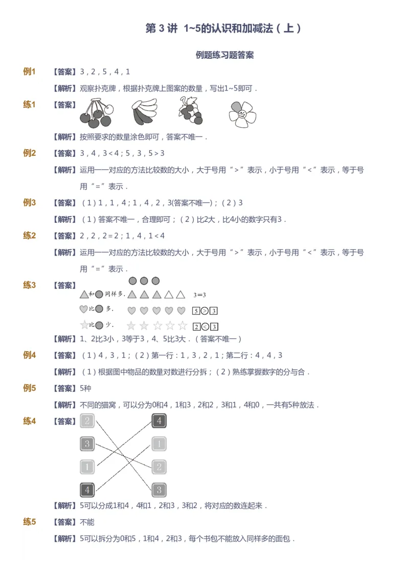 课本+自我巩固+课堂落实（答案）-gs_《爱学习》小学初中数学和奥数资料_高斯数学爱学习课件_1人教小学能力提高_1年级能力提高春秋寒暑课件_秋高斯数学1阶能力提高-gs出品