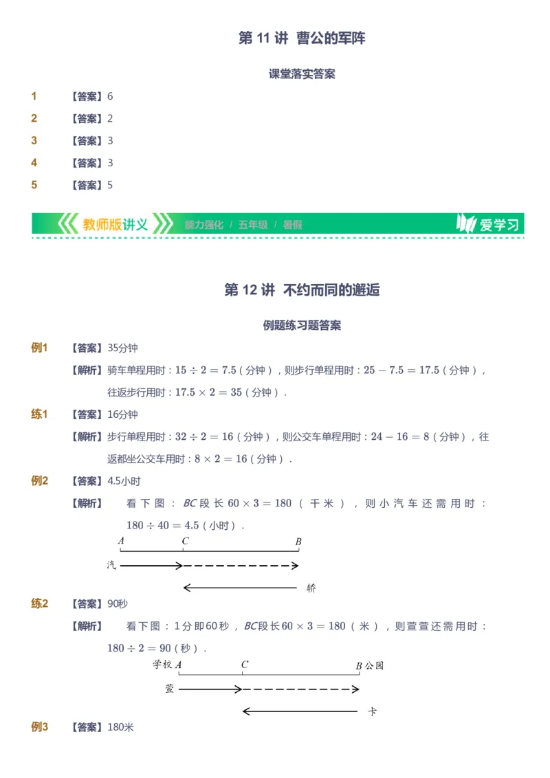 课本+自我巩固+课堂落实（答案）_《爱学习》小学初中数学和奥数资料_高斯数学爱学习课件_2人教小学能力强化_五年级高斯数学能力强化_暑数学5阶能力强化