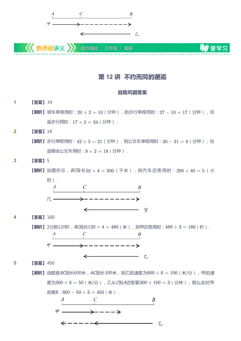 课本+自我巩固+课堂落实（答案）_《爱学习》小学初中数学和奥数资料_高斯数学爱学习课件_2人教小学能力强化_五年级高斯数学能力强化_暑数学5阶能力强化