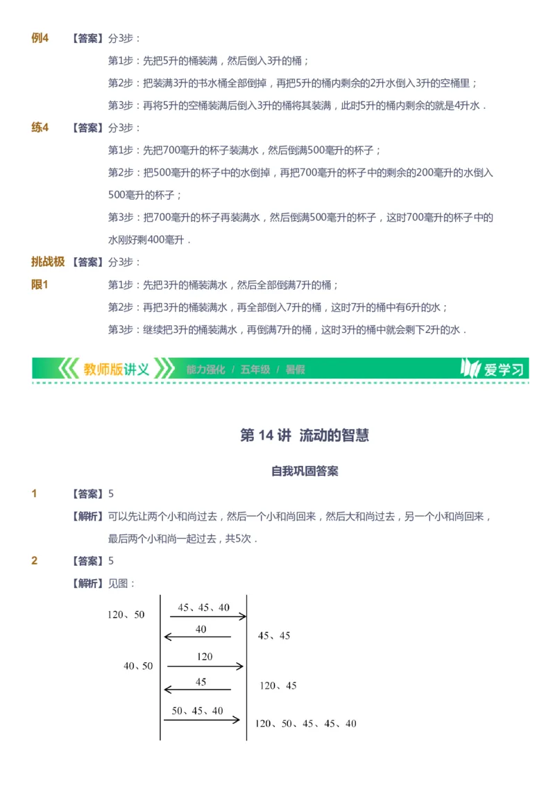 课本+自我巩固+课堂落实（答案）_《爱学习》小学初中数学和奥数资料_高斯数学爱学习课件_2人教小学能力强化_五年级高斯数学能力强化_暑数学5阶能力强化
