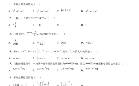 1.3同底数幂的除法-七年级数学下册《考点&bull;题型&bull;技巧》精讲与精练高分突破（北师大版）_北师大初中数学_7下-北师大版初中数学_7下-初中数学北师大版（旧版）赠送_06专项讲练