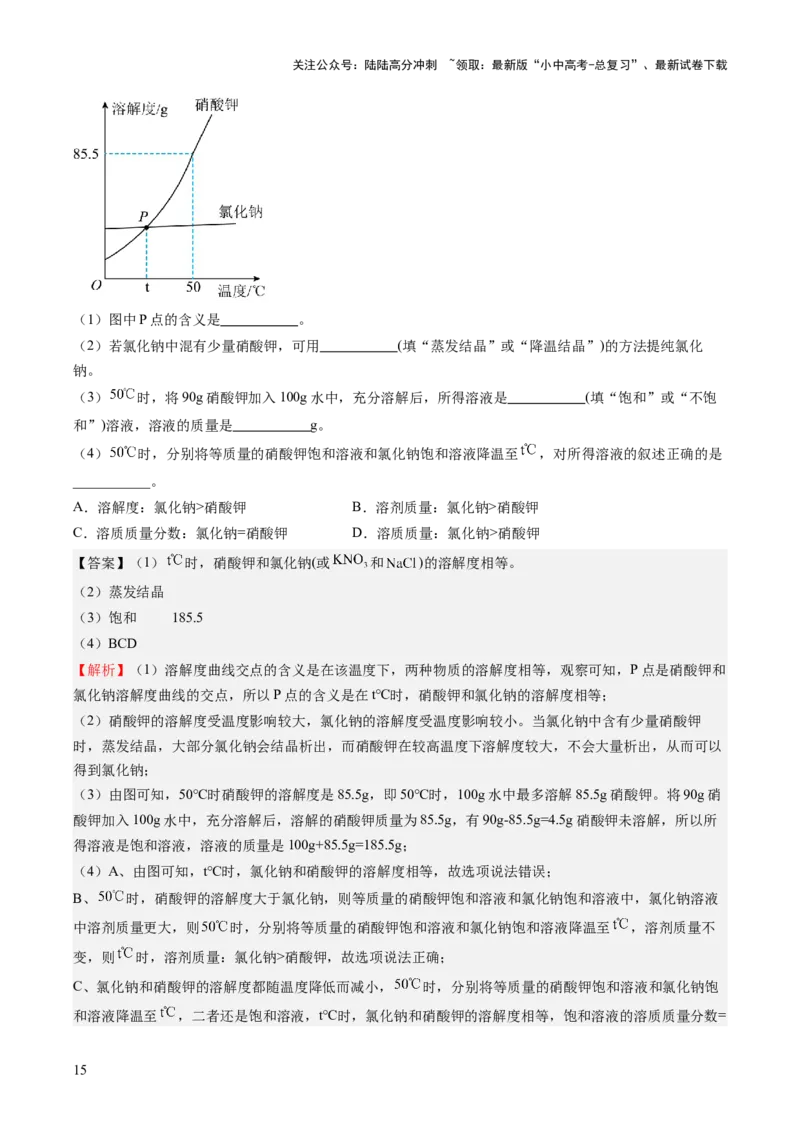 专题06溶液（解析版）_02中考总复习（2026版更新中）_05-化学-中考总复习_2026年中考复习（更新中）_好题汇编三年（2023-2025）中考化学真题分类汇编（全国通用）