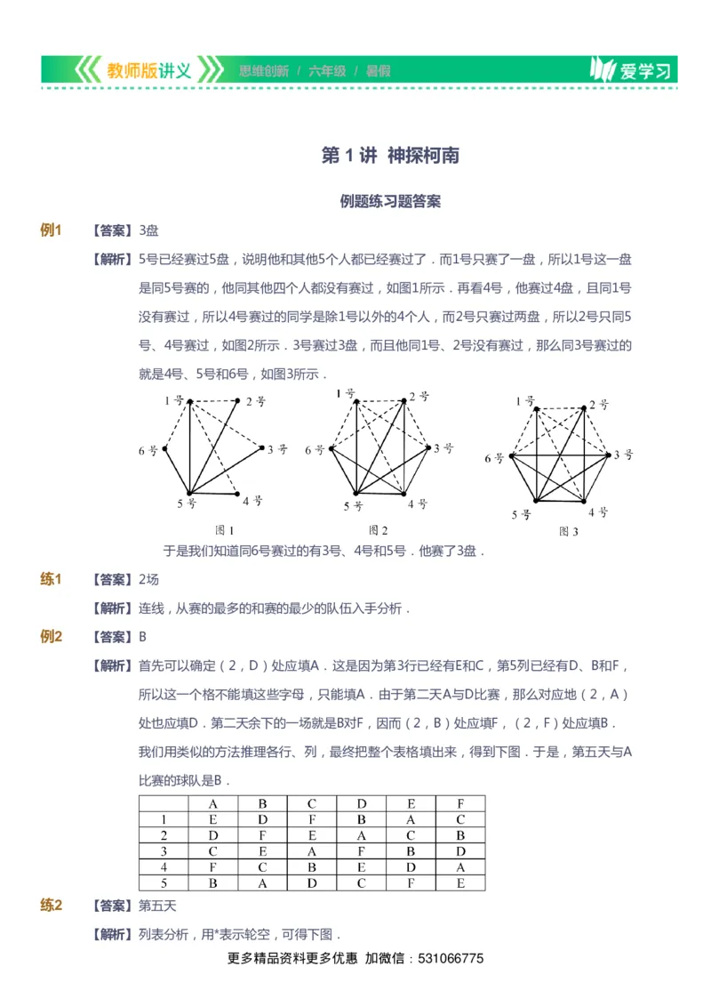 课本+自我巩固+课堂落实（答案）_《爱学习》小学初中数学和奥数资料_高斯数学爱学习课件_4奥数思维创新_六年级高斯数学思维创新_暑数学6阶思维创新