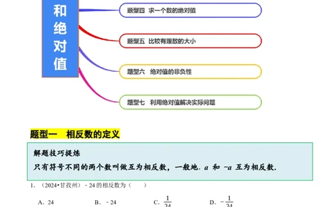 2.1.2绝对值和相反数（7大题型提分练）（解析版）_北师大初中数学_7上-北师大版初中数学_7上-初中数学北师大（2024新版）持续更新_03课件+练习