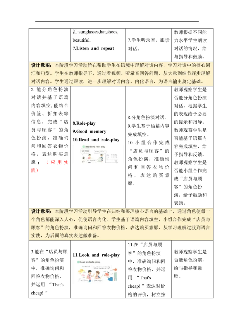 Unit4Goingshopping单元整体教学设计表格式（5课时）_4下-新英语人教PEP版（2026持续更新）_04教案（多套齐全）_单元整体教学设计表格式（5课时）