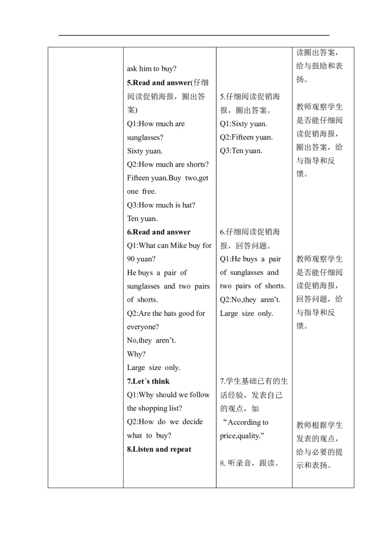 Unit4Goingshopping单元整体教学设计表格式（5课时）_4下-新英语人教PEP版（2026持续更新）_04教案（多套齐全）_单元整体教学设计表格式（5课时）