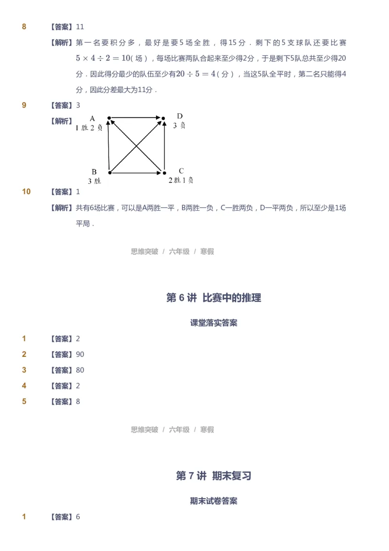 课本+自我巩固+课堂落实（答案）_《爱学习》小学初中数学和奥数资料_高斯数学爱学习课件_3奥数思维突破_高斯爱学习思维突破奥数1-6阶四季版56年级_6年级思维突破春秋寒暑课件