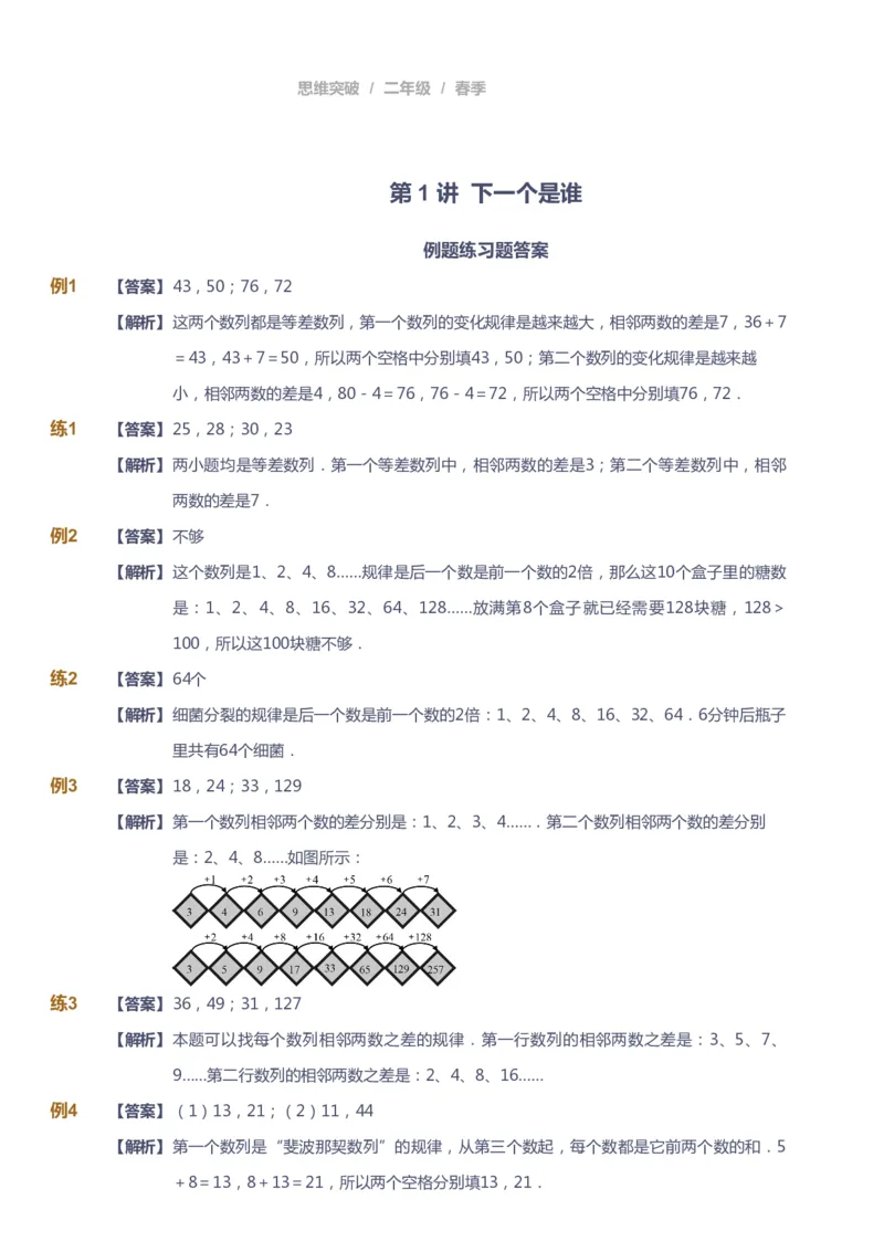 课本+自我巩固+课堂落实（答案）_《爱学习》小学初中数学和奥数资料_高斯数学爱学习课件_3奥数思维突破_高斯爱学习思维突破奥数1-6阶四季版12年级_2年级思维突破春秋寒暑课件_260