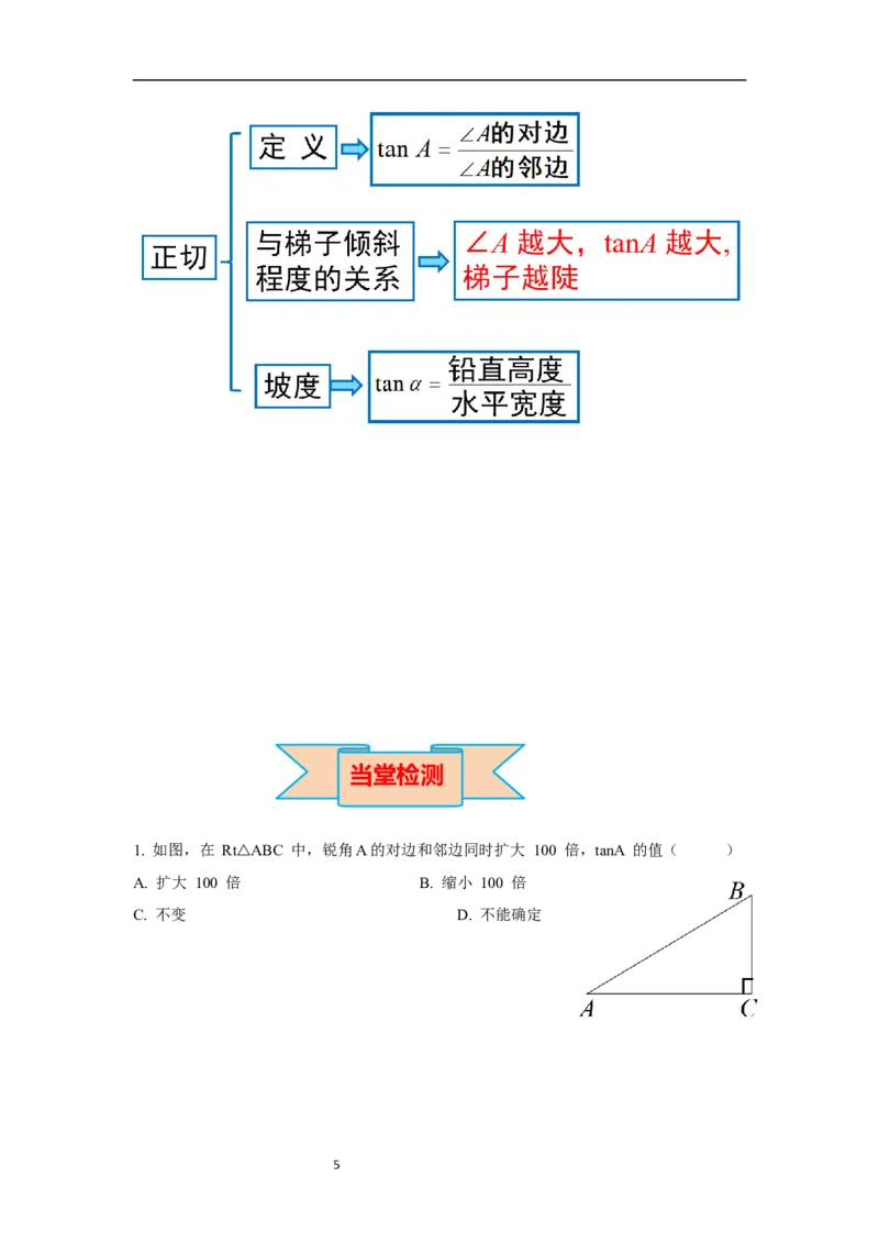 1.1第1课时正切与坡度导学案_北师大初中数学_9下-北师大版初中数学_01课件+教案+学案新课标_导学案_1.BS九下第一章直角三角形的边角关系
