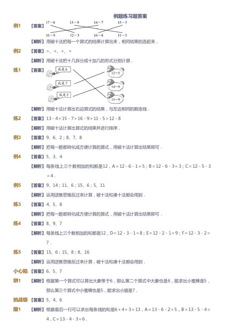课本+自我巩固+课堂落实（答案）-gs_《爱学习》小学初中数学和奥数资料_高斯数学爱学习课件_1人教小学能力提高_1年级能力提高春秋寒暑课件_春高斯数学1阶能力提高-gs出品