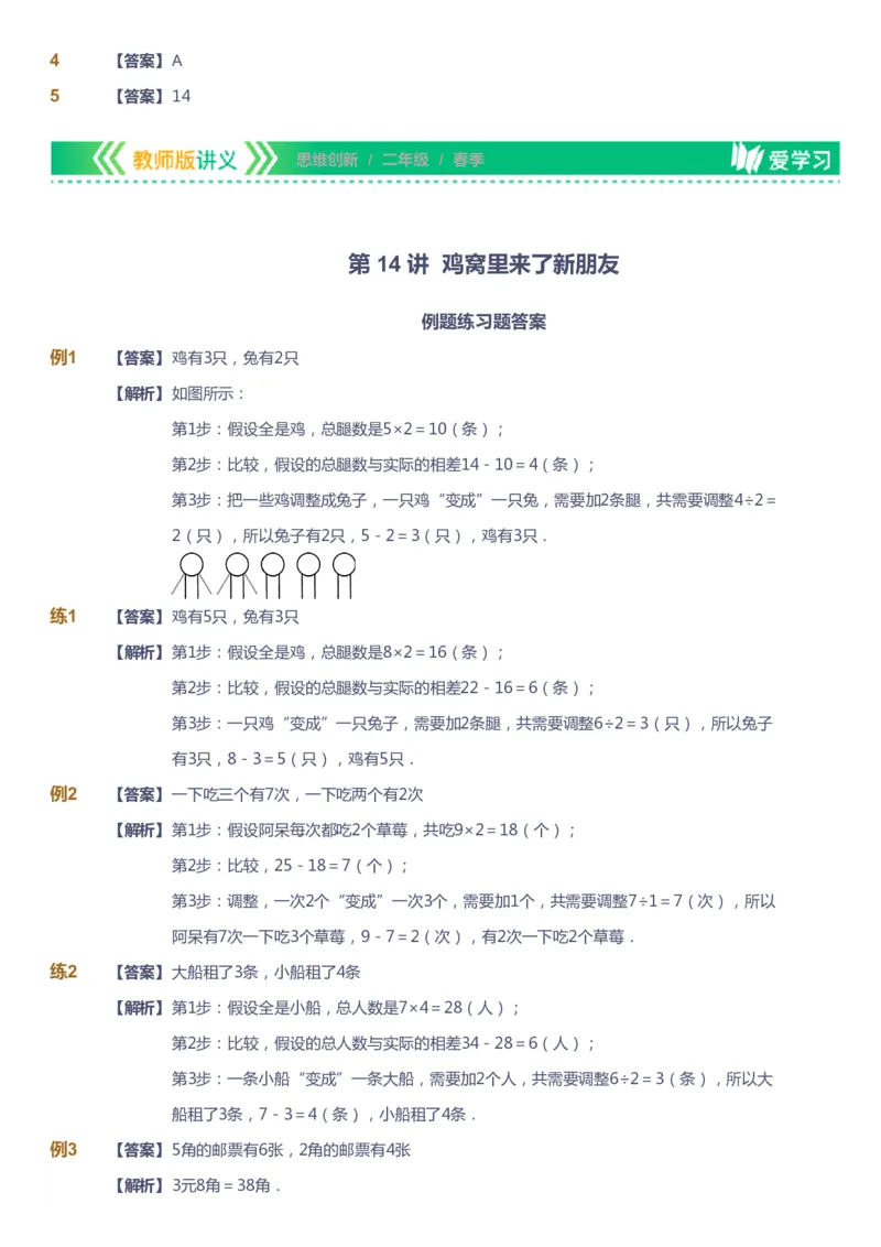 课本+自我巩固+课堂落实（答案）_《爱学习》小学初中数学和奥数资料_高斯数学爱学习课件_4奥数思维创新_二年级高斯数学思维创新_春高斯数学2阶思维创新