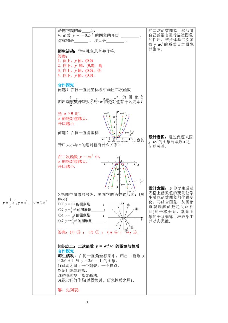 2.2第2课时二次函数y=ax2和y=ax2+c的图象与性质教案_北师大初中数学_9下-北师大版初中数学_01课件+教案+学案新课标_教案_2.BS九下第二章二次函数