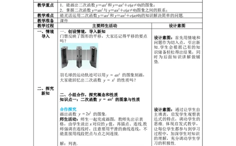 2.2第2课时二次函数y=ax2和y=ax2+c的图象与性质教案_北师大初中数学_9下-北师大版初中数学_01课件+教案+学案新课标_教案_2.BS九下第二章二次函数