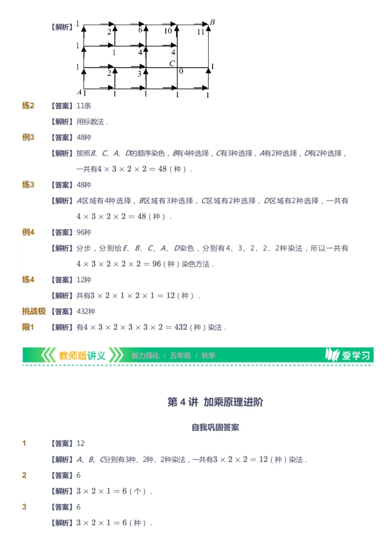 课本+自我巩固+课堂落实（答案）_《爱学习》小学初中数学和奥数资料_高斯数学爱学习课件_2人教小学能力强化_五年级高斯数学能力强化_秋数学5阶能力强化