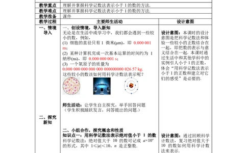 1.3第2课时用科学记数法表示较小的数教案_北师大初中数学_7下-北师大版初中数学_7下-初中数学北师大版（旧版）赠送_01课件+教案+学案新课标_教案_1.BS七下第一章整式的乘除教案
