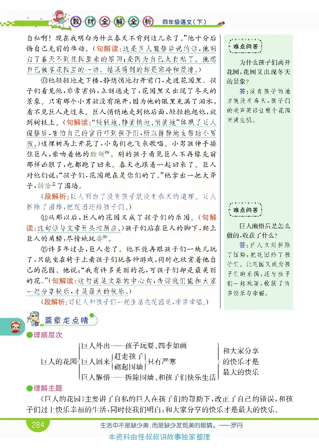 小学教材全解全析-语文4下_《教材全解》小学1-6年级_《小学教材全解全析》_1-6年级下册_语文
