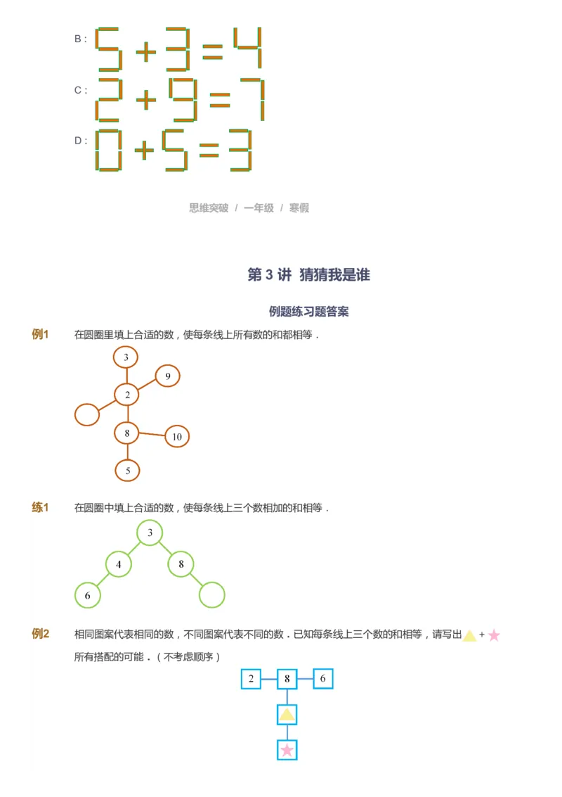 课本+自我巩固+课堂落实_《爱学习》小学初中数学和奥数资料_高斯数学爱学习课件_3奥数思维突破_高斯爱学习思维突破奥数1-6阶四季版12年级_1年级思维突破春秋寒暑课件