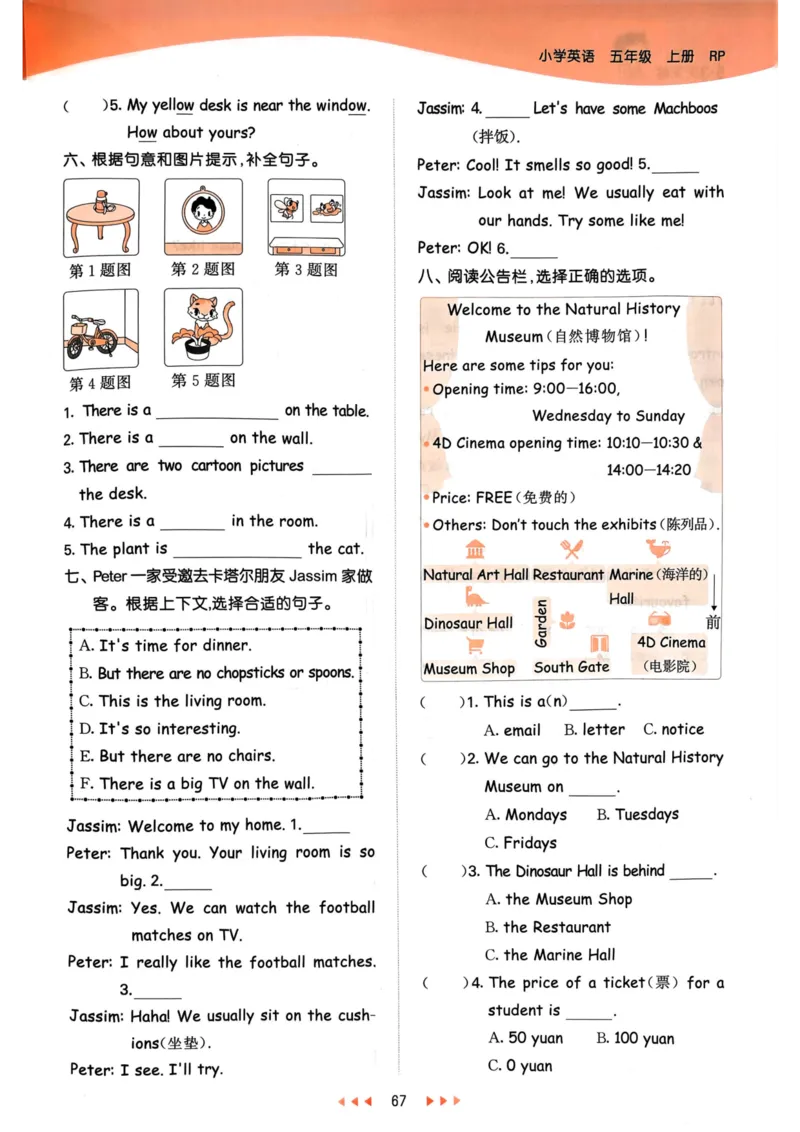 五年级英语上册人教PEP版24秋《53天天练》_26春四年级上下册人教版_四上英语合集人教版PEP英语四年级上册新教材（教学视频+课件+动画+音频+练习+教案）_17练习资料_《53天天练》