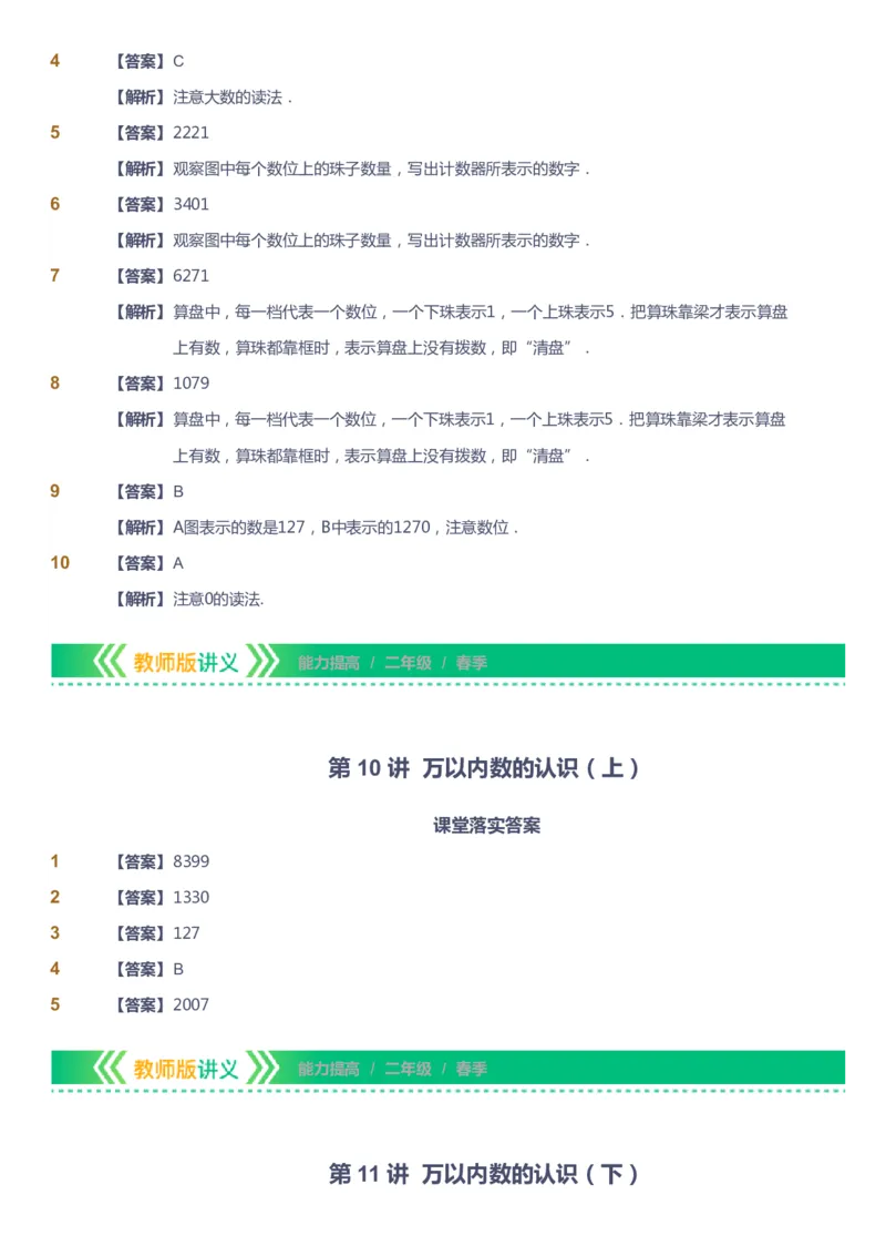 课本+自我巩固+课堂落实（答案）-gs_《爱学习》小学初中数学和奥数资料_高斯数学爱学习课件_1人教小学能力提高_2年级能力提高春秋寒暑课件_春高斯数学2阶能力提高-gs出品