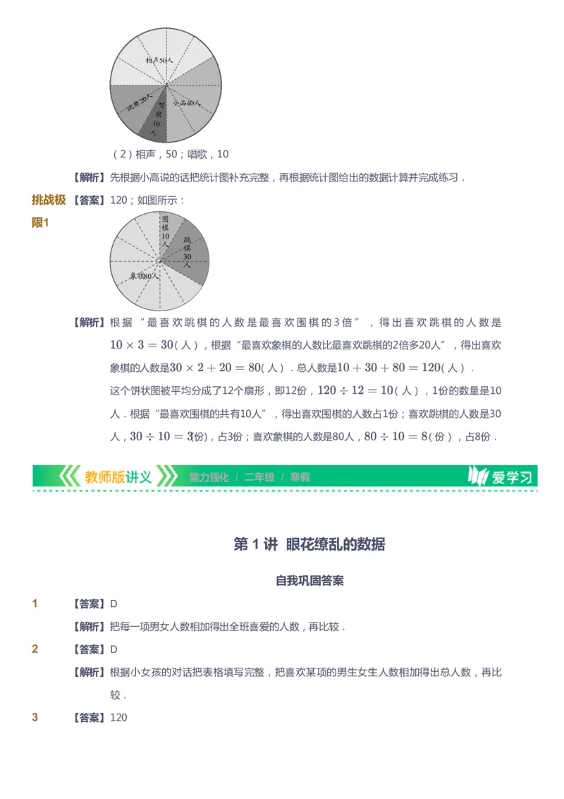 课本+自我巩固+课堂落实（答案）_《爱学习》小学初中数学和奥数资料_高斯数学爱学习课件_2人教小学能力强化_二年级高斯数学能力强化_寒数学2阶能力强化