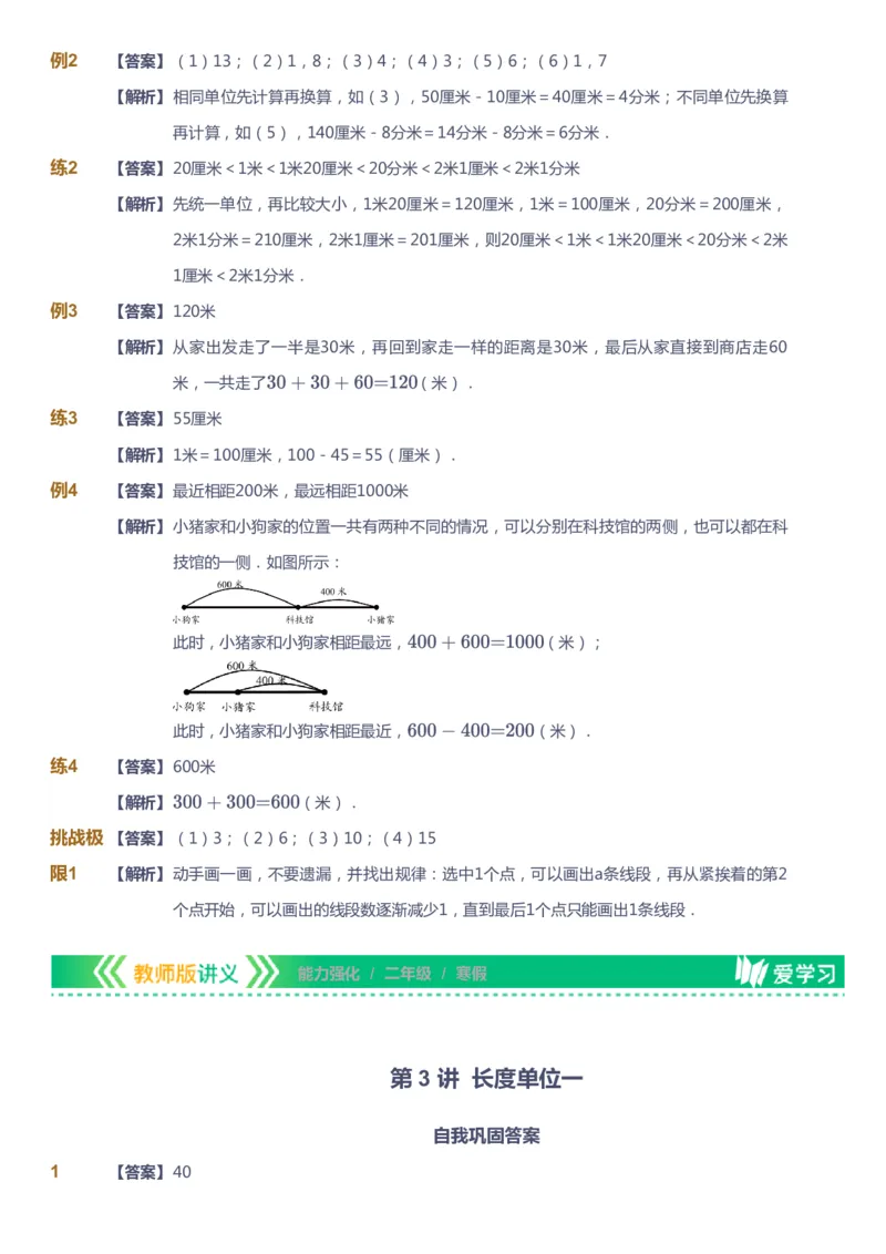 课本+自我巩固+课堂落实（答案）_《爱学习》小学初中数学和奥数资料_高斯数学爱学习课件_2人教小学能力强化_二年级高斯数学能力强化_寒数学2阶能力强化