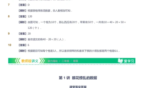 课本+自我巩固+课堂落实（答案）_《爱学习》小学初中数学和奥数资料_高斯数学爱学习课件_2人教小学能力强化_二年级高斯数学能力强化_寒数学2阶能力强化
