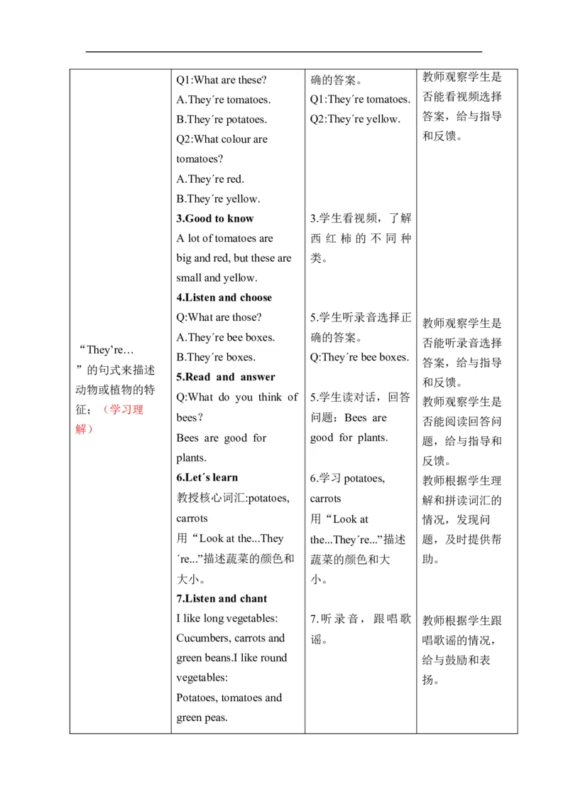 Unit5Farmsandus单元整体教学设计表格式（5课时）_4下-新英语人教PEP版（2026持续更新）_04教案（多套齐全）_单元整体教学设计表格式（5课时）