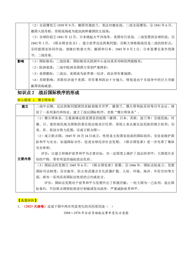 专题13世界大战与世界格局的演变（讲义）（原卷版）_07高考历史_新高考复习资料_2024年新高考复习资料_二轮复习资料_2024年高考历史二轮复习讲练测（新教材新高考）_配套讲义