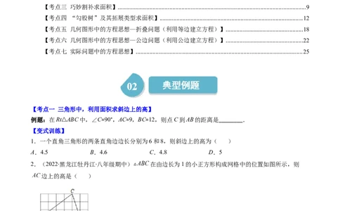 1.4讲解题技巧专题：勾股定理与面积问题、方程思想（原卷版）_北师大初中数学_8上-北师大版初中数学_旧版_05习题试卷_帮课堂2023-2024学年八年级数学上册同步学与练（北师大版）