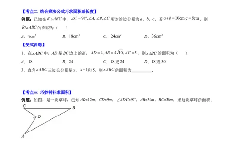 1.4讲解题技巧专题：勾股定理与面积问题、方程思想（原卷版）_北师大初中数学_8上-北师大版初中数学_旧版_05习题试卷_帮课堂2023-2024学年八年级数学上册同步学与练（北师大版）
