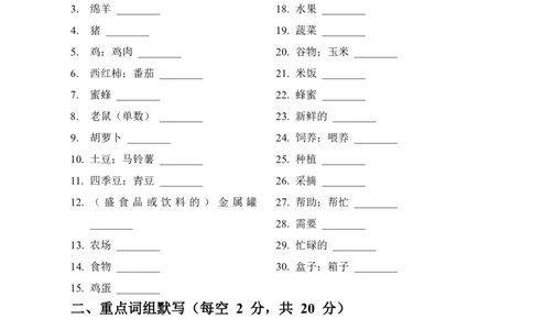 2026春人教版英语四下知识清单Unit5默写版_4下-新英语人教PEP版（2026持续更新）_08知识清单（全册）_08.知识清单