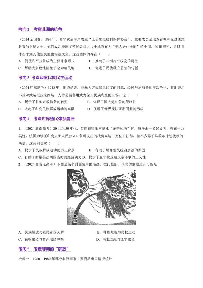 专题12民族解放-殖民体系与近现代民族民主运动（讲义）（原卷版）_07高考历史_2025年新高考资料_二轮复习_01高考语文等多个文件