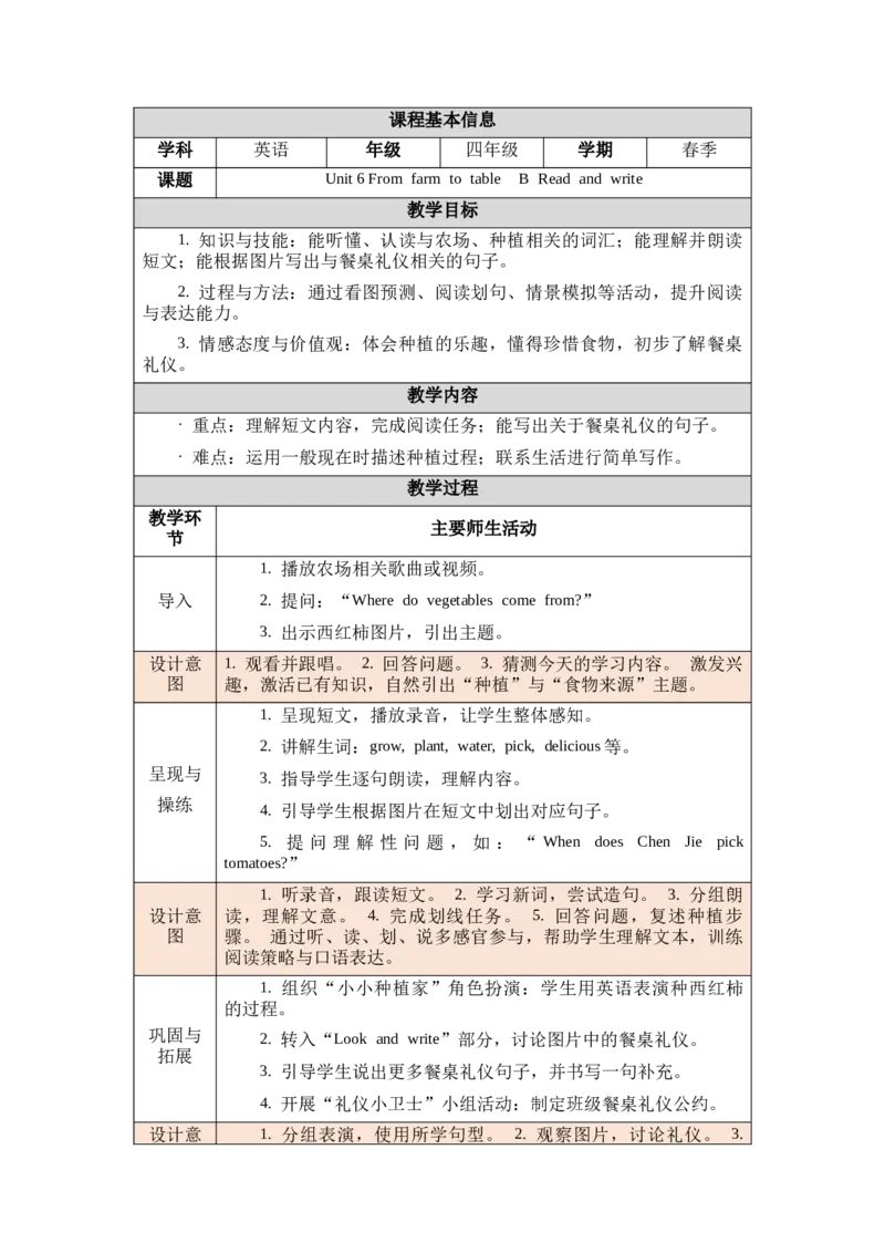 教案第一套（大单元）-全册合集_4下-新英语人教PEP版（2026持续更新）_04教案（多套齐全）