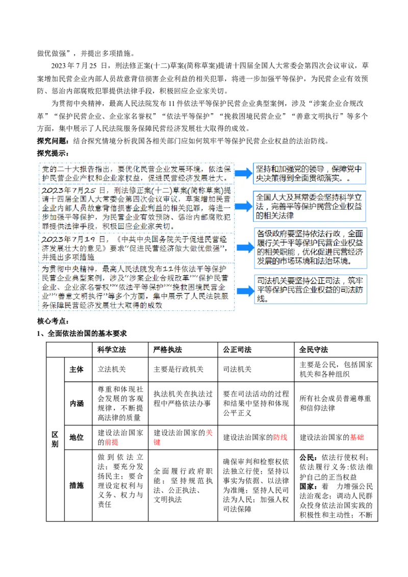 专题07全面依法治国（讲义）（原卷版）_8.2025政治总复习_2024年新高考资料_2.2024二轮复习_2024年高考政治二轮复习讲练测（新教材新高考）