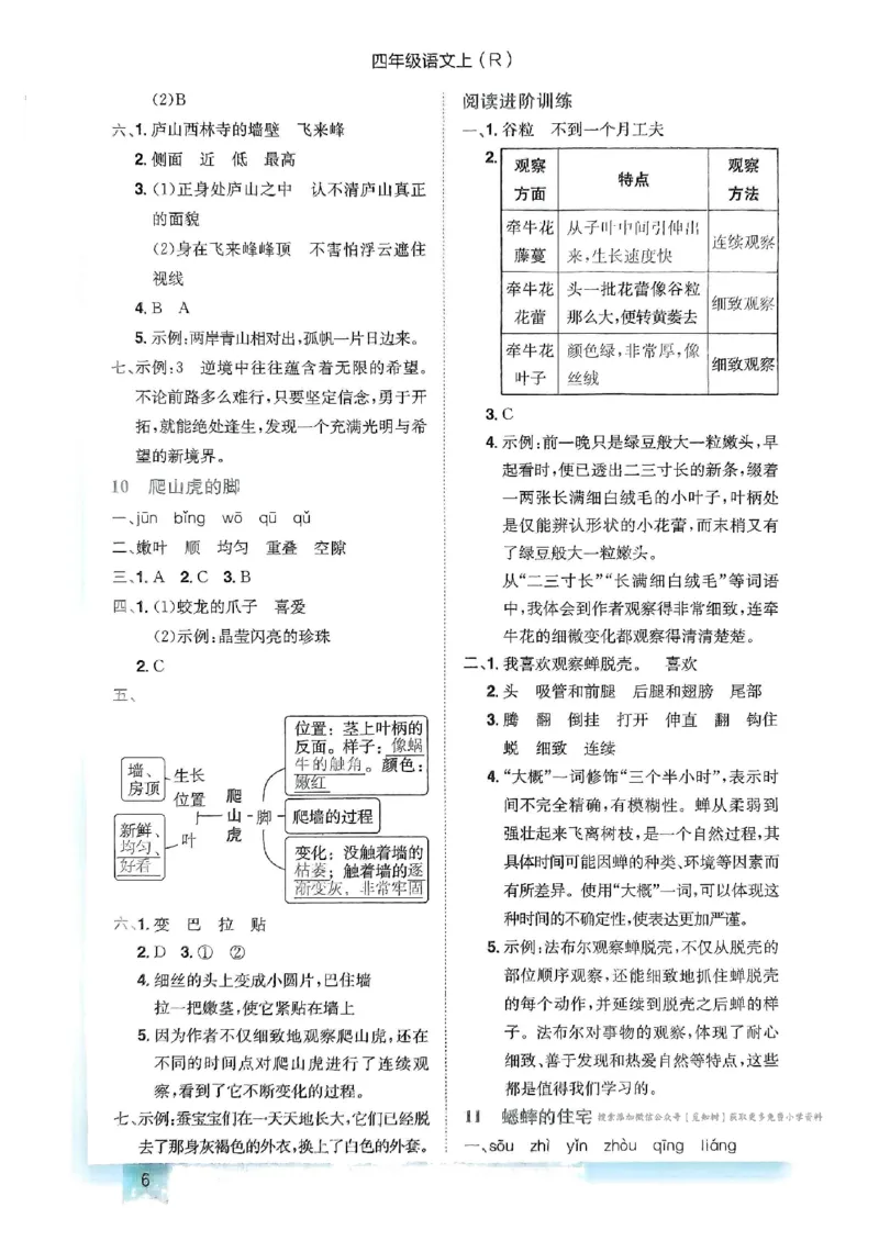 四年级语文上册人教版《黄冈小状元作业本》答案解析_25秋《黄冈小状元》系列_25秋1-6年级语文上册《黄冈小状元作业本》（有答案）_答案