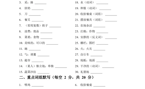 2026春人教版英语四下知识清单Unit6默写版_4下-新英语人教PEP版（2026持续更新）_08知识清单（全册）_08.知识清单