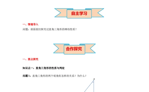 1.2第1课时直角三角形的性质与判定导学案_北师大初中数学_8下-北师大版初中数学_旧版-可参考_01课件+教案+学案新课标_导学案_1.BS七下第一章整式的乘除导学案