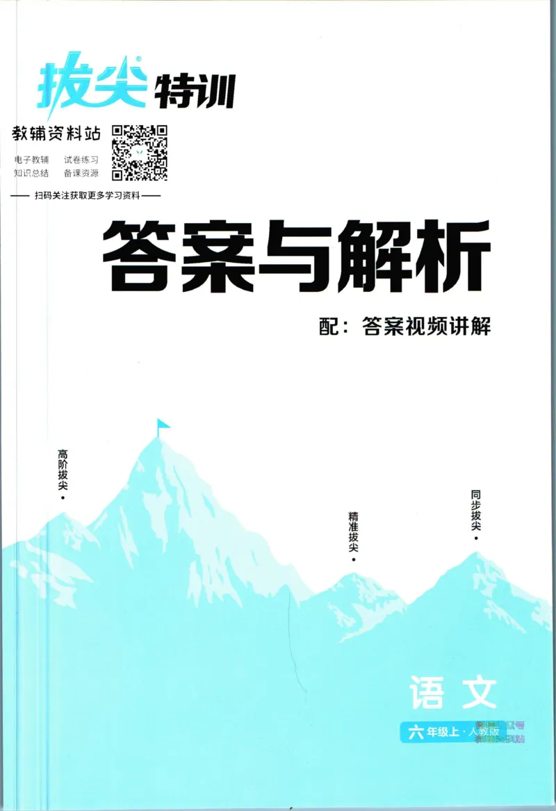 拔尖特训六年级上册语文人教版答案_25秋《拔尖特训》小学语数英各版本_1-6年级语文人教版上册25秋《拔尖特训》