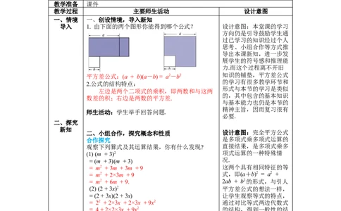 1.6第1课时完全平方公式的认识教案_北师大初中数学_7下-北师大版初中数学_7下-初中数学北师大版（旧版）赠送_01课件+教案+学案新课标_教案_1.BS七下第一章整式的乘除教案