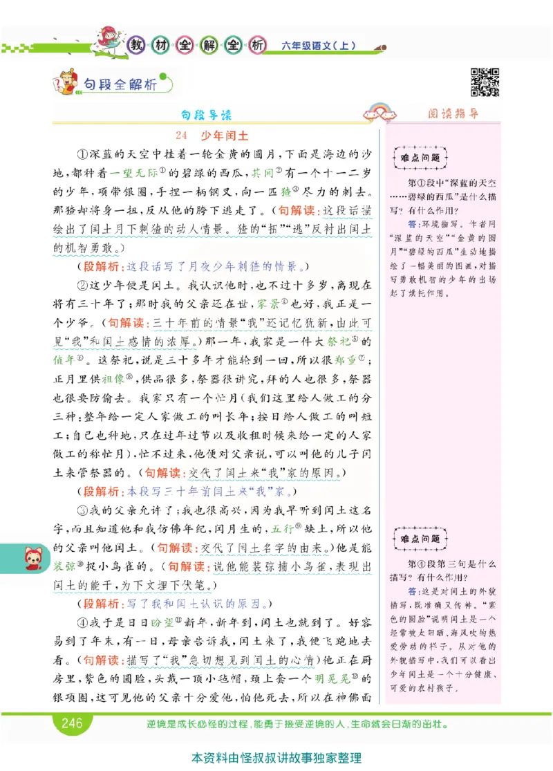 小学教材全解全析-语文6上_《教材全解》小学1-6年级_《小学教材全解全析》_1-6年级上册_语文