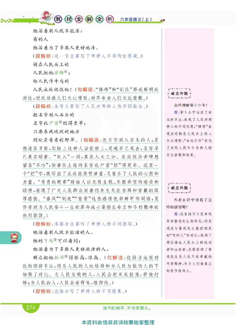 小学教材全解全析-语文6上_《教材全解》小学1-6年级_《小学教材全解全析》_1-6年级上册_语文
