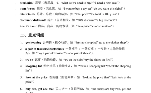 2026春人教版英语四下单元重点知识Unit4_4下-新英语人教PEP版（2026持续更新）_08知识清单（全册）_08.单元重点知识