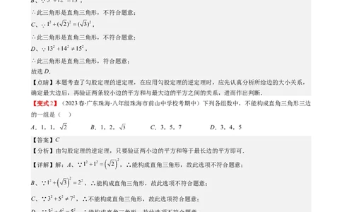 1.2讲一定是直角三角形吗（解析版）_北师大初中数学_8上-北师大版初中数学_旧版_05习题试卷_帮课堂2023-2024学年八年级数学上册同步学与练（北师大版）